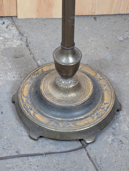 Antique Cast Iron Bridge Arm Floor Lamp with Shade