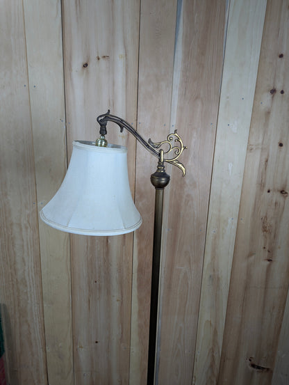 Antique Cast Iron Bridge Arm Floor Lamp with Shade