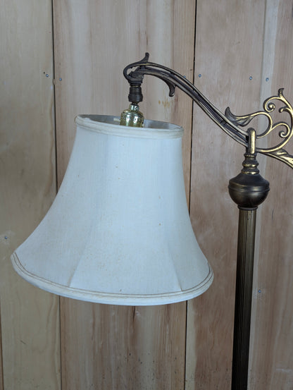 Antique Cast Iron Bridge Arm Floor Lamp with Shade