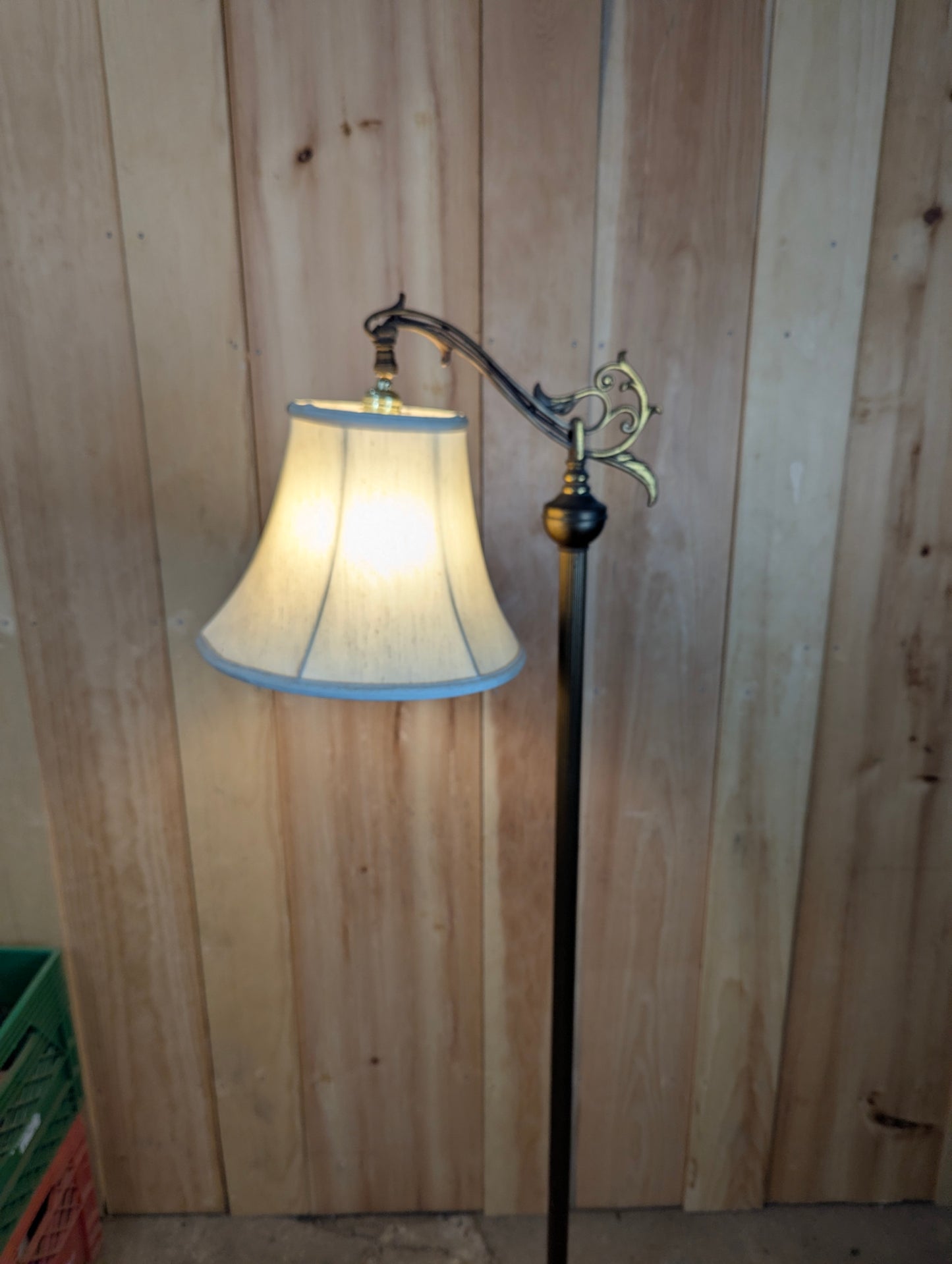 Antique Cast Iron Bridge Arm Floor Lamp with Shade