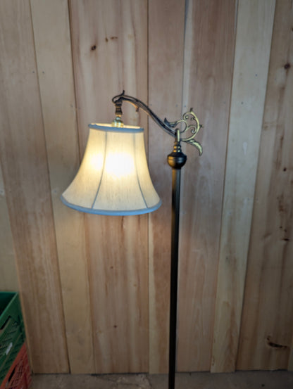 Antique Cast Iron Bridge Arm Floor Lamp with Shade