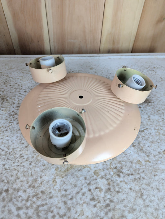 Vintage Mid Century Flush Ceiling Mount 3 Light Fixture