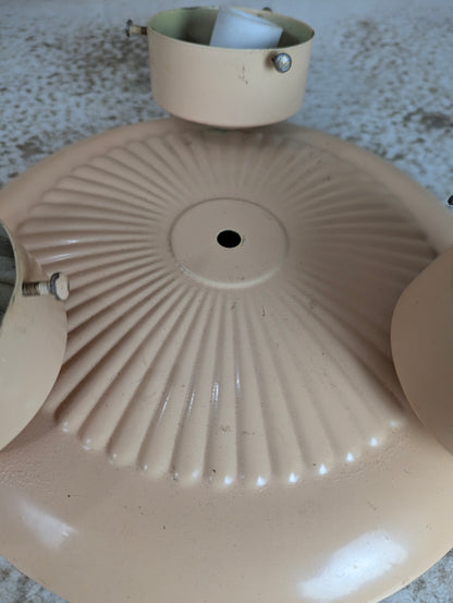 Vintage Mid Century Flush Ceiling Mount 3 Light Fixture