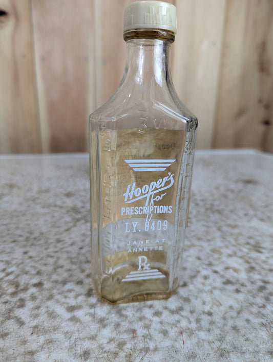 1947 Hooper's Pharmacy Medicine Bottle with Bakelite Cap