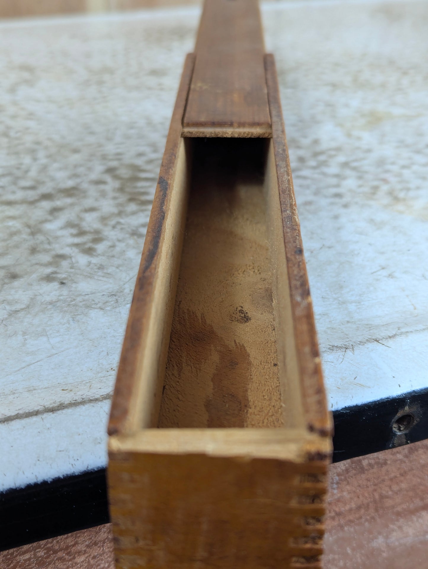 Vintage Wood Slide Top Box