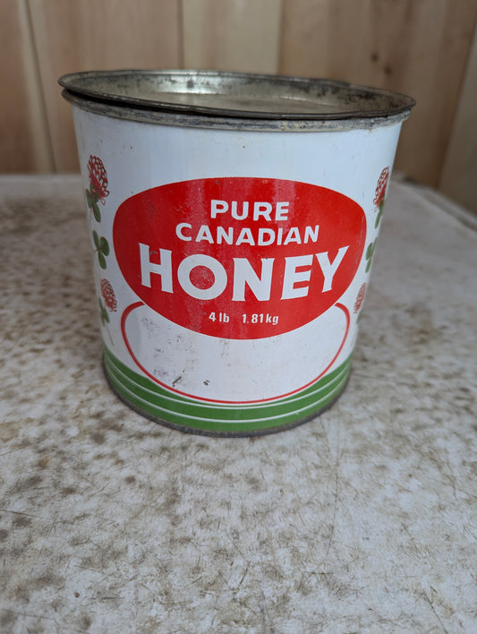 Vintage 4 lb. Pure Canadian Honey Tin Can with Lid