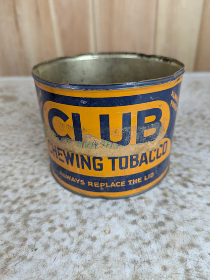 Vintage Club Chewing Tobacco Tin Can (no lid)