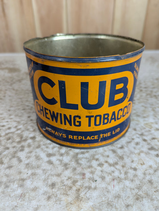 Vintage Club Chewing Tobacco Tin Can (no lid)