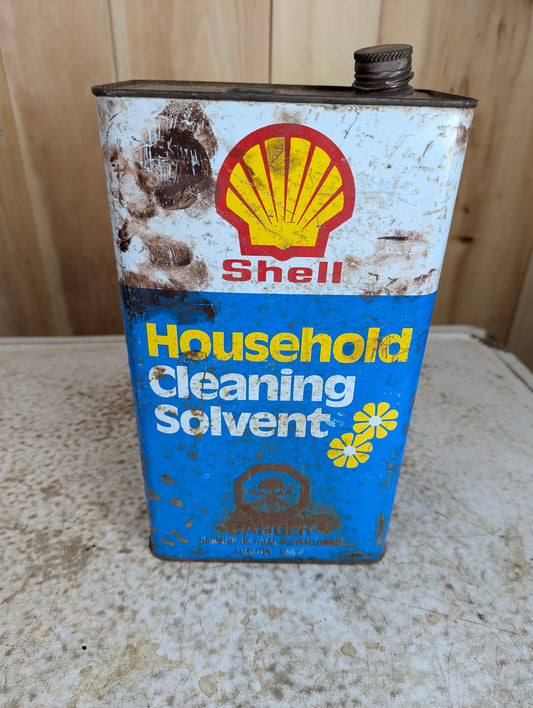 Vintage 1 Gal. Shell Household Cleaning Solvent Tin Can