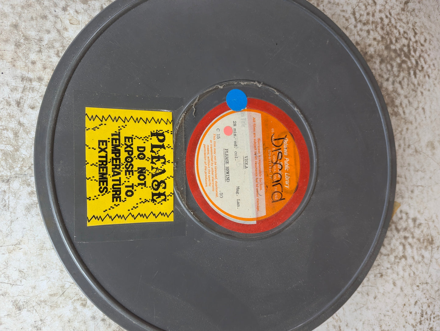 "Viola" Film on 12" Reel in Plastic Film Canister 16mm