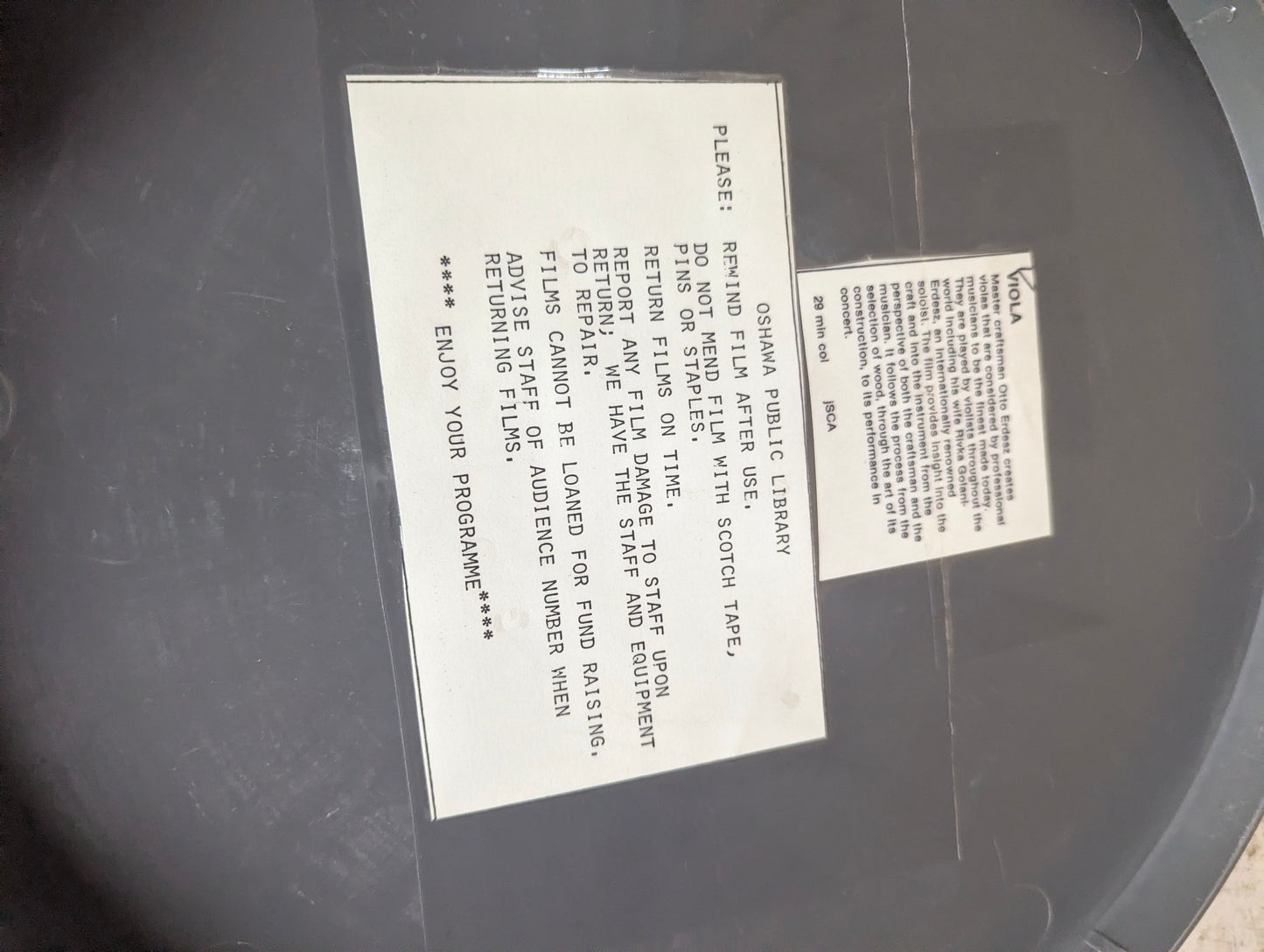 "Viola" Film on 12" Reel in Plastic Film Canister 16mm