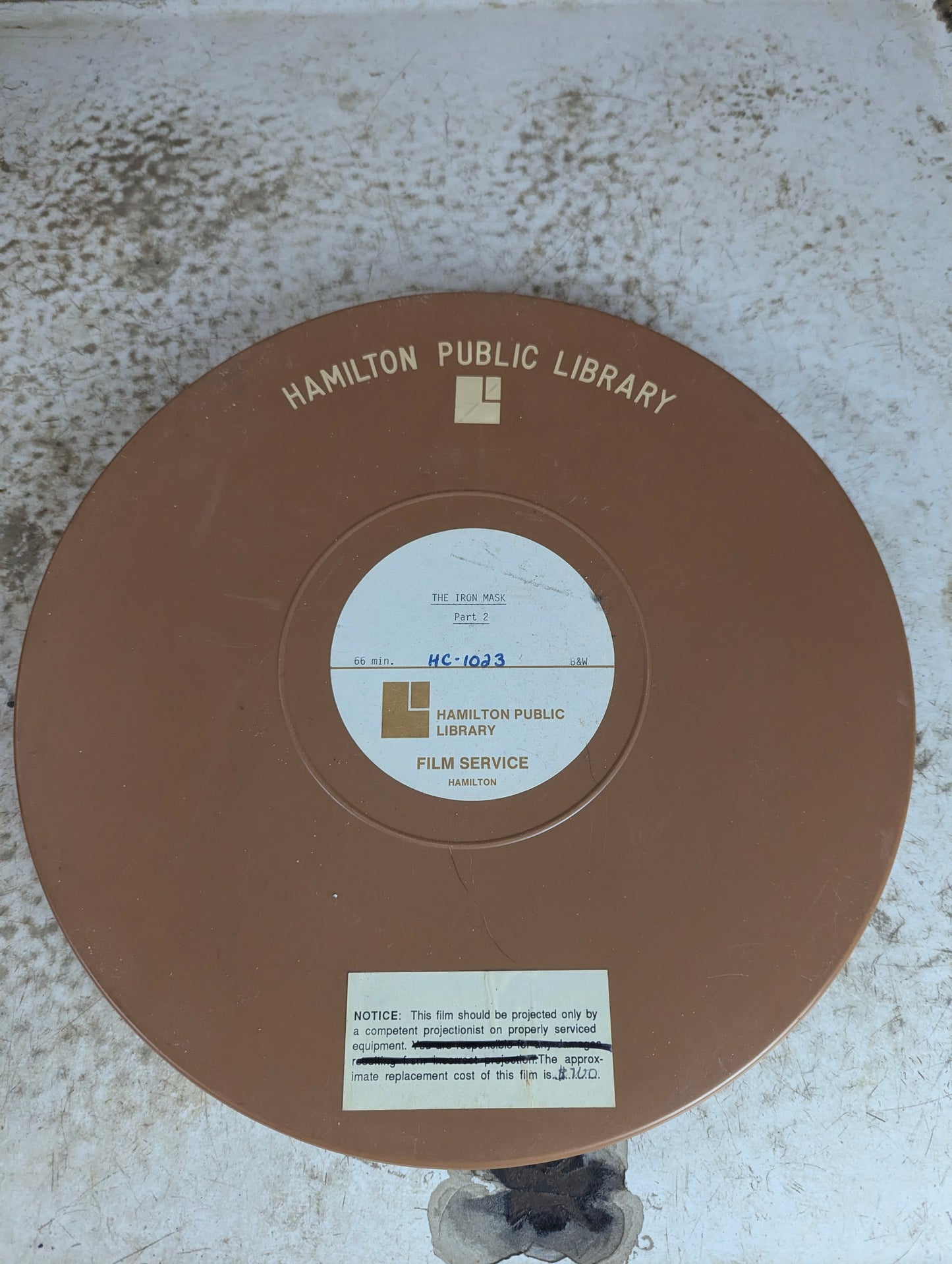 "The Iron Mask" Part 2 Film on 12" Reel in Plastic Film Canister 16mm