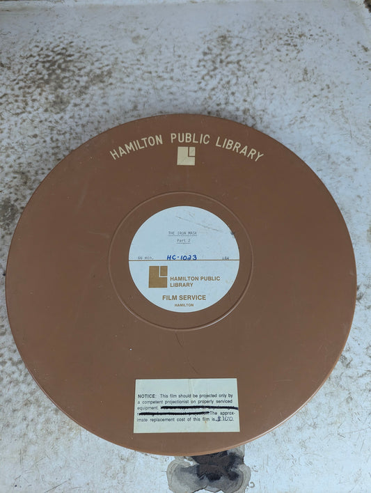"The Iron Mask" Part 2 Film on 12" Reel in Plastic Film Canister 16mm