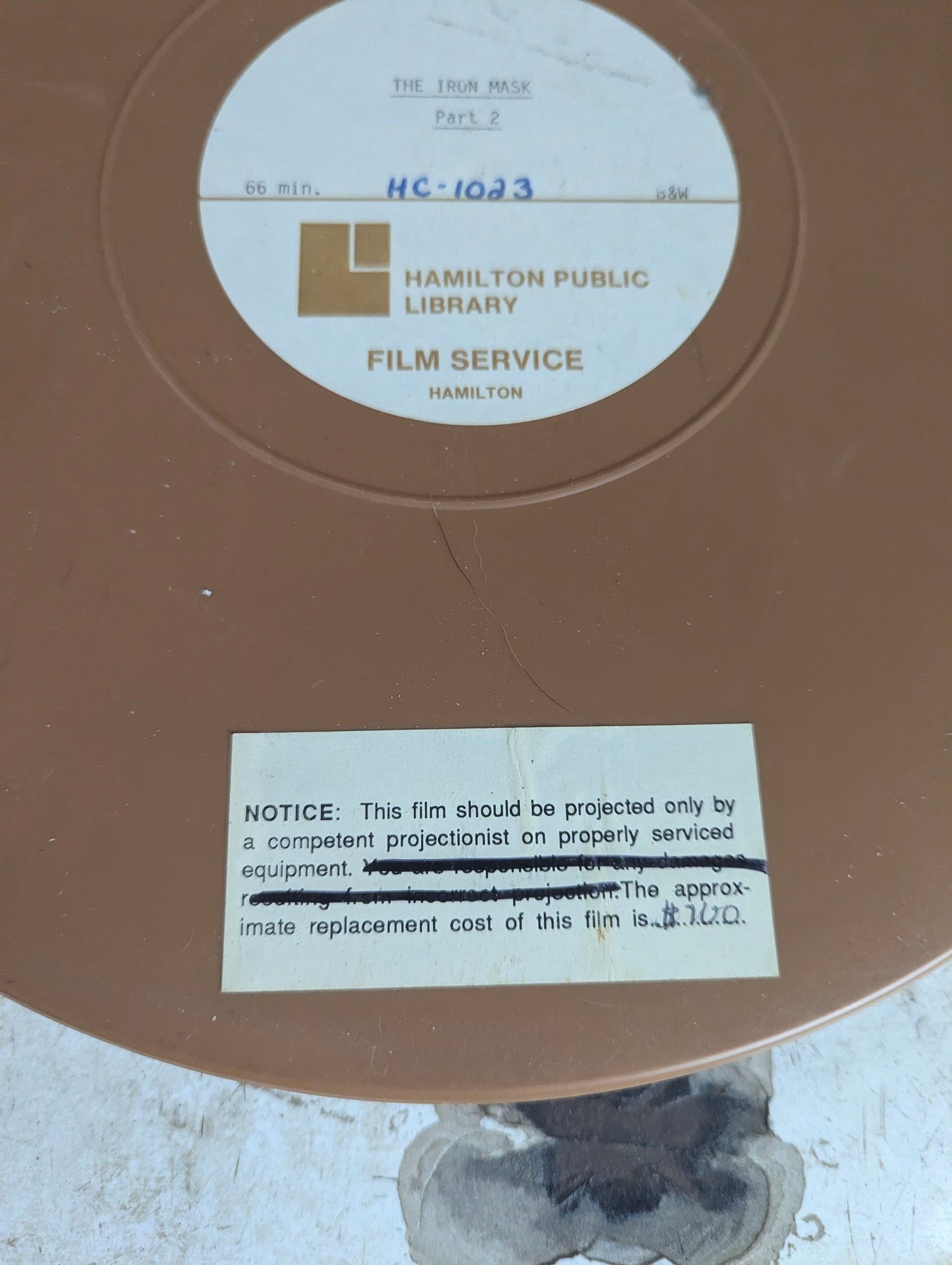 "The Iron Mask" Part 2 Film on 12" Reel in Plastic Film Canister 16mm