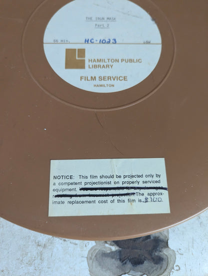 "The Iron Mask" Part 2 Film on 12" Reel in Plastic Film Canister 16mm