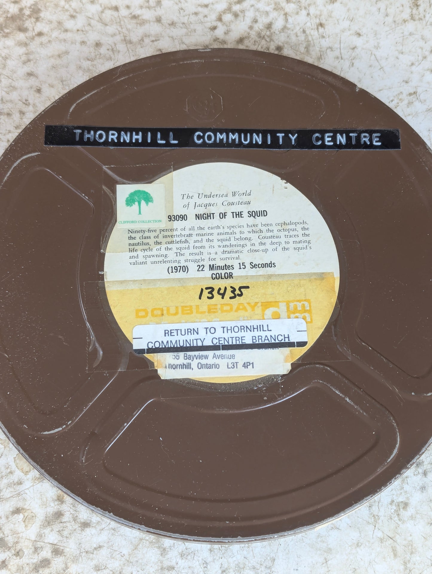 "The Undersea World of Jacques Cousteau - 1970 Night of the Squid" Colour on 10" Reel in Metal Film Canister 16mm