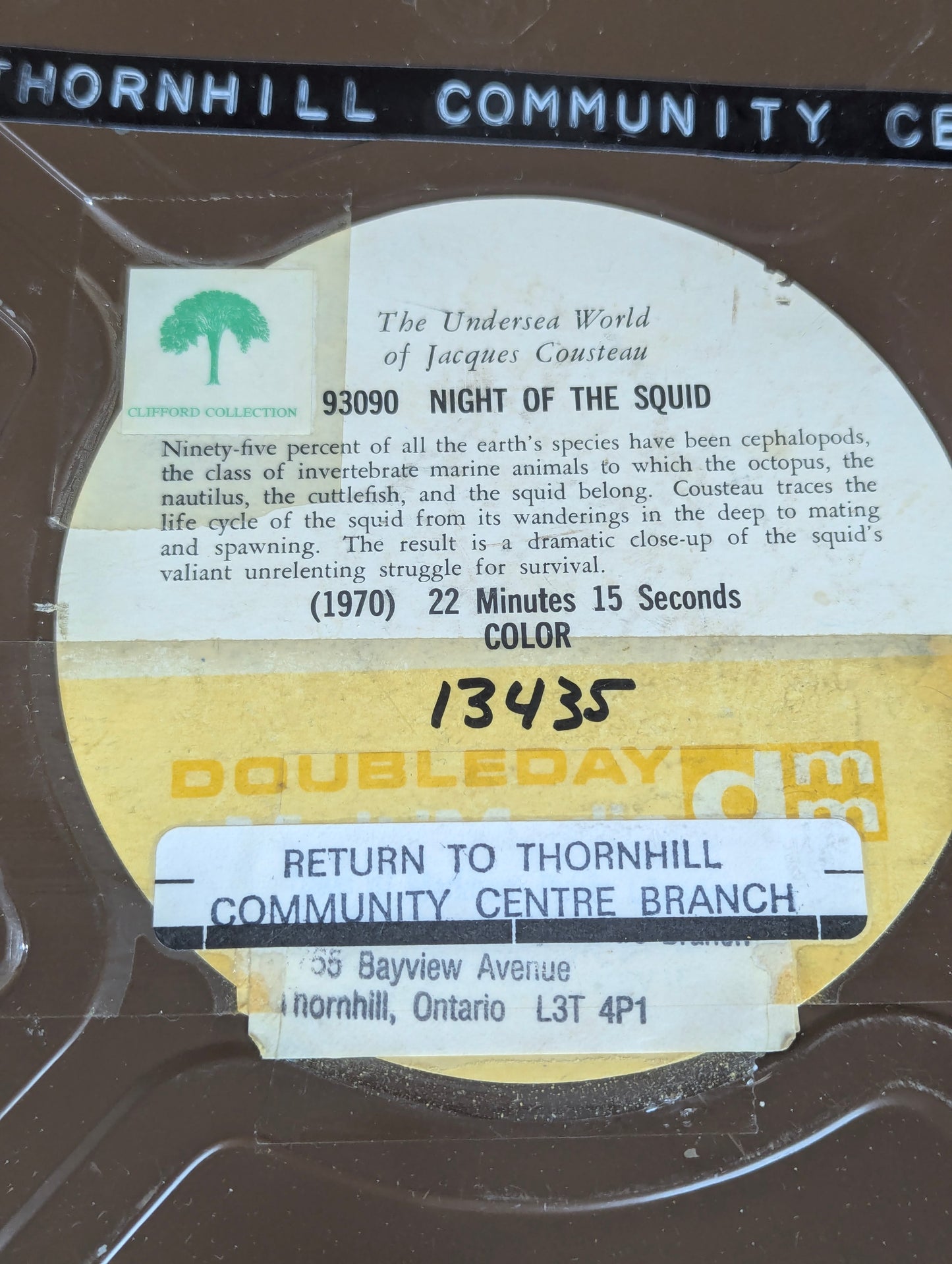 "The Undersea World of Jacques Cousteau - 1970 Night of the Squid" Colour on 10" Reel in Metal Film Canister 16mm