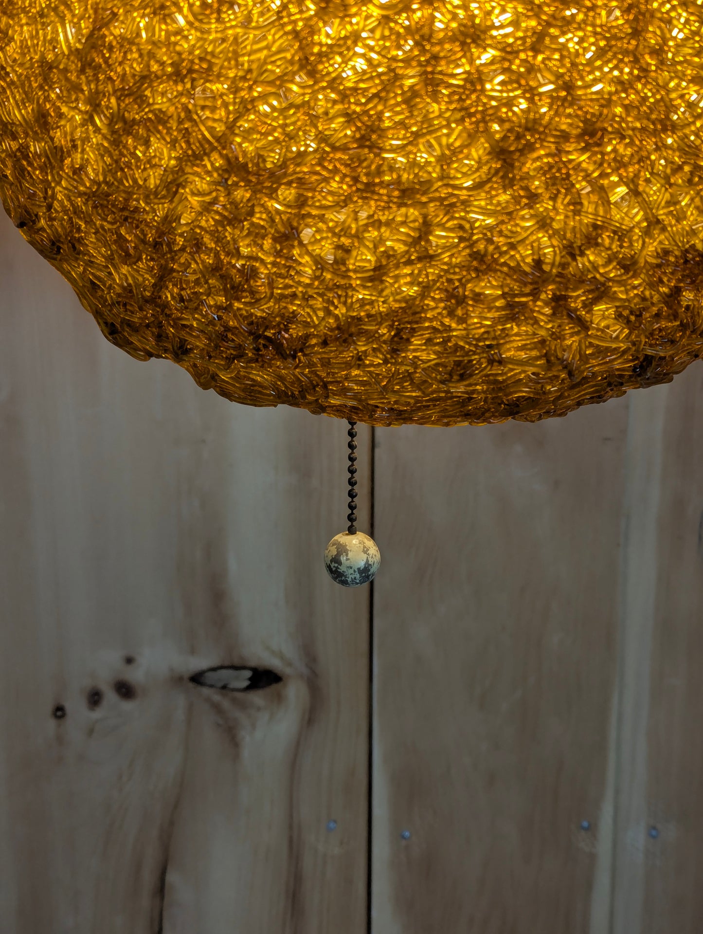 Vintage Orange Spaghetti Lucite Swag Hanging Light