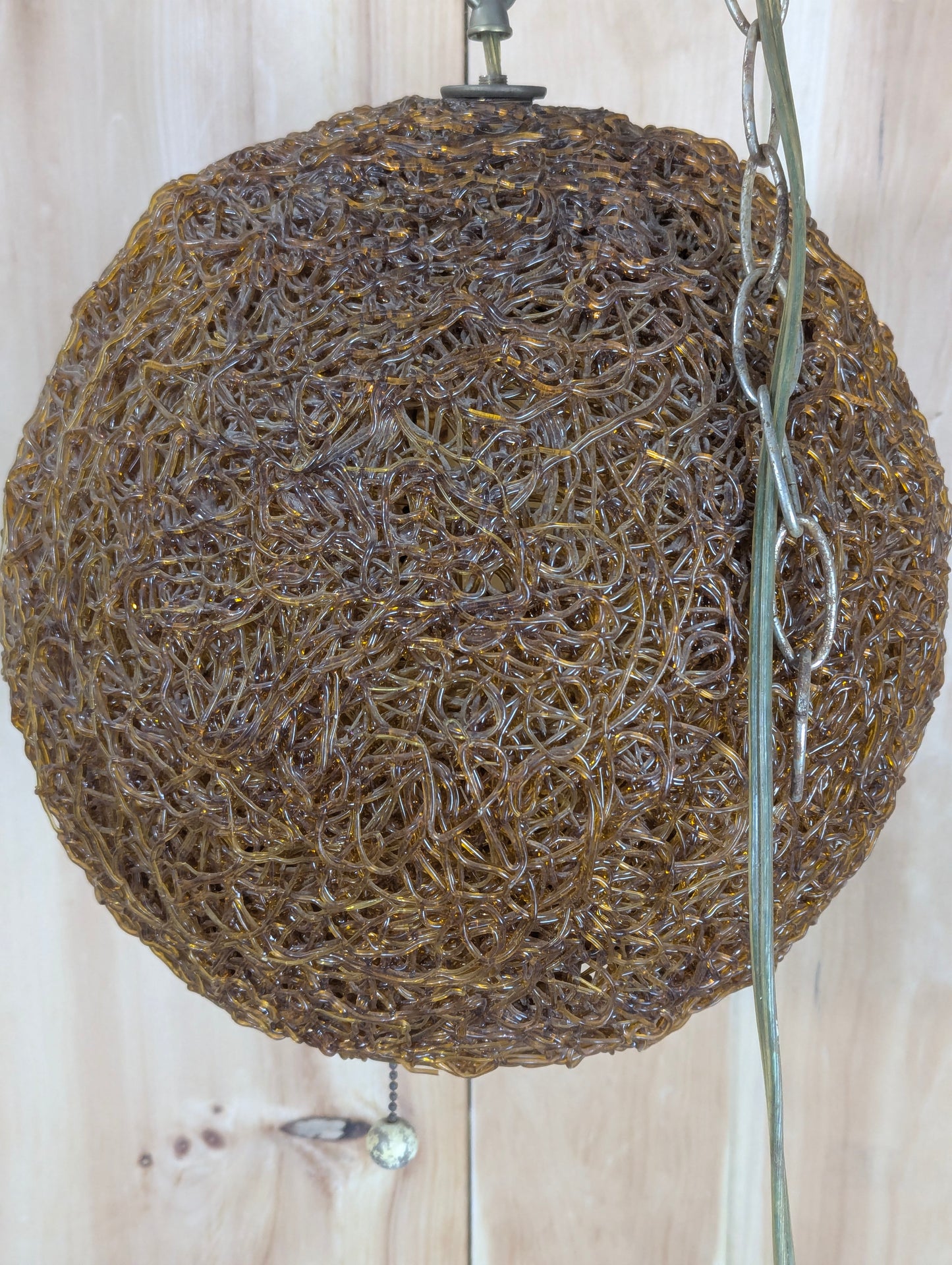 Vintage Orange Spaghetti Lucite Swag Hanging Light