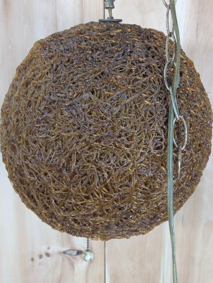 Vintage Orange Spaghetti Lucite Swag Hanging Light