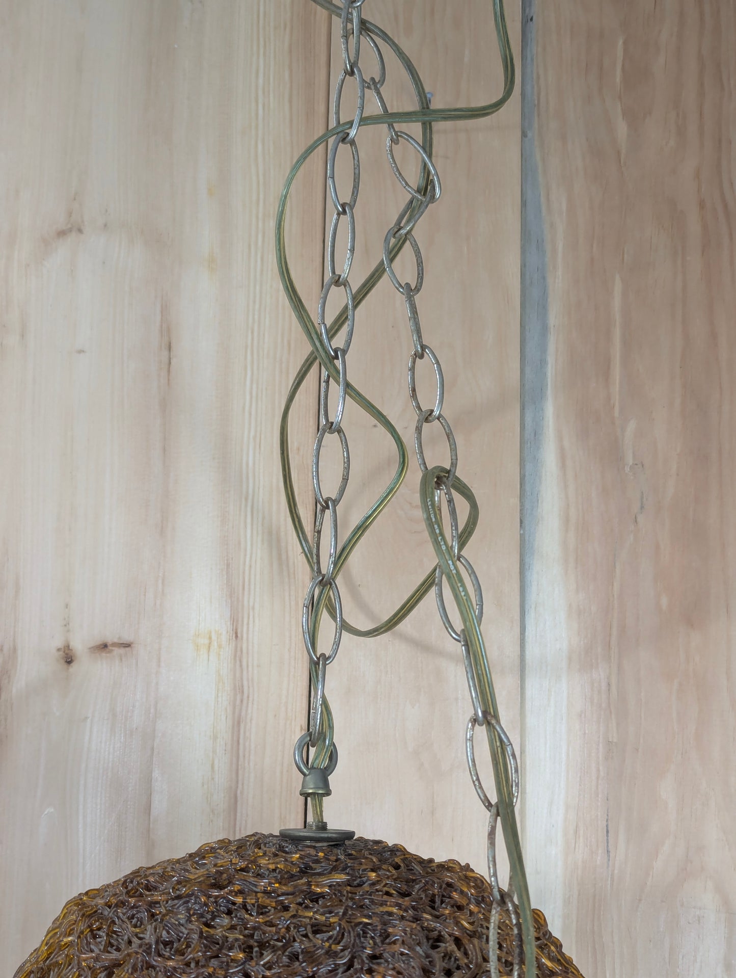 Vintage Orange Spaghetti Lucite Swag Hanging Light