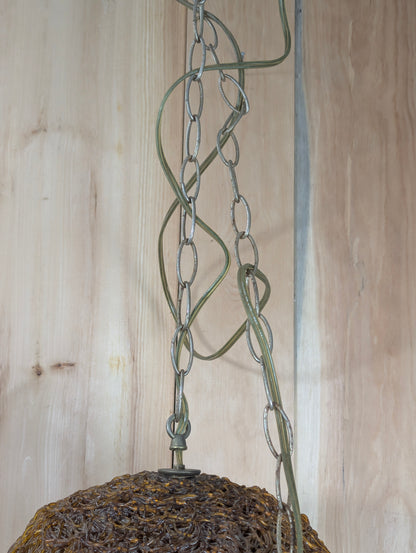 Vintage Orange Spaghetti Lucite Swag Hanging Light