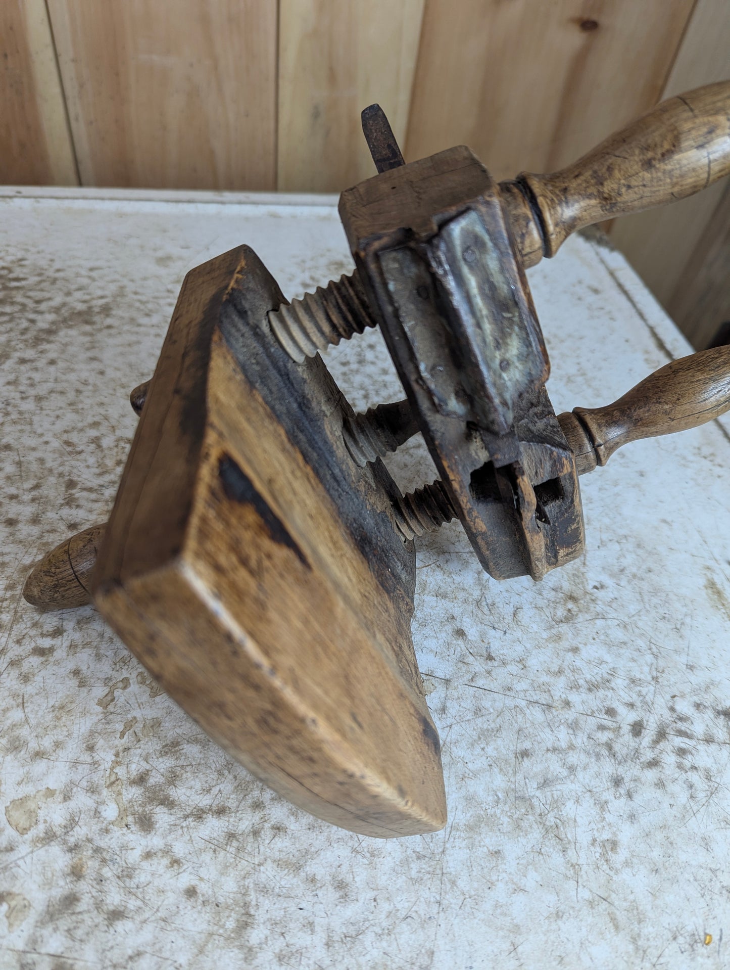 Antique Wooden Screw Arm Plow Plane