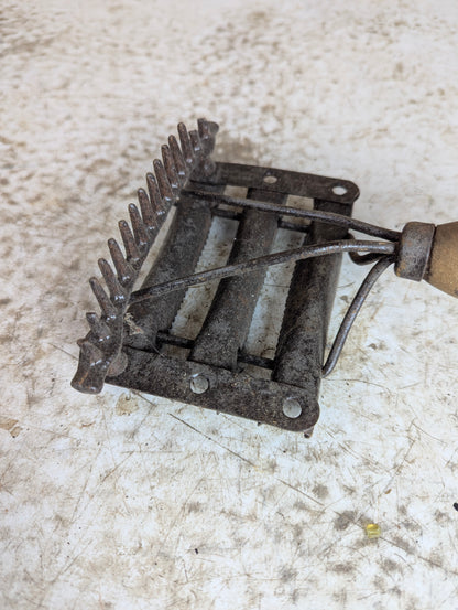 Antique Metal Horse Curry Comb with Wooden Handle
