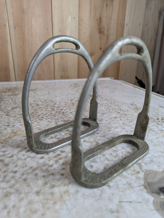 Antique Pair of Star Steel Silver Horse Stirrups without Grips