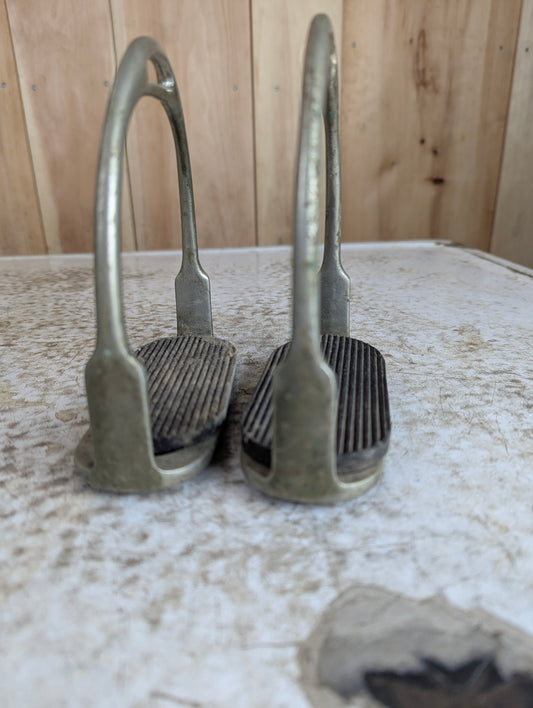 Antique Pair of Silver Horse Stirrups with Grips