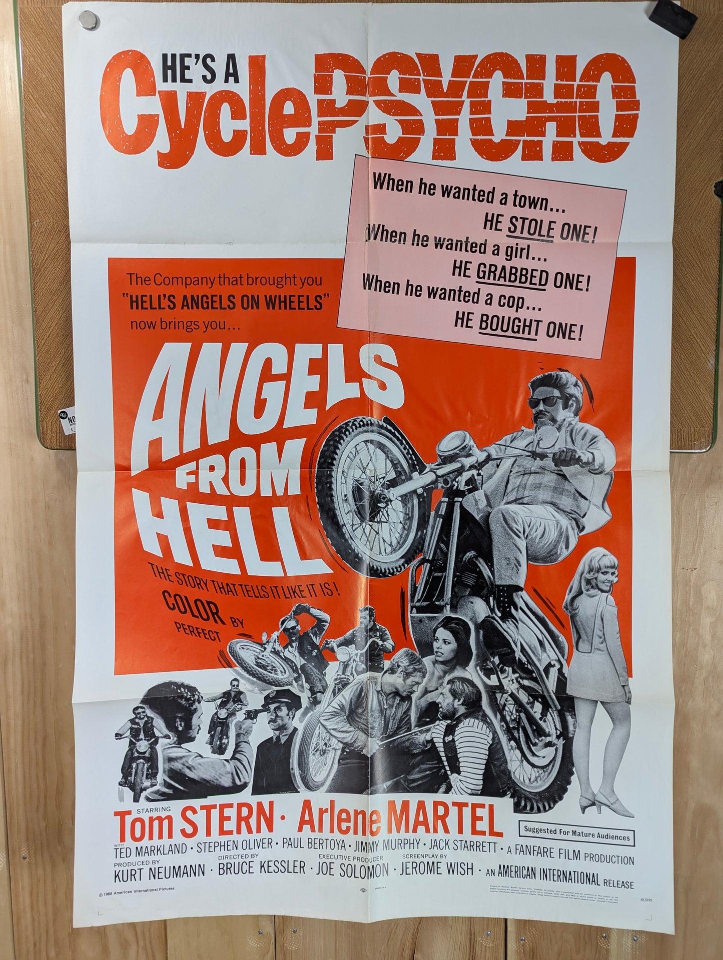 Angels from Hell (1968) Original Folded One Sheet Movie Poster