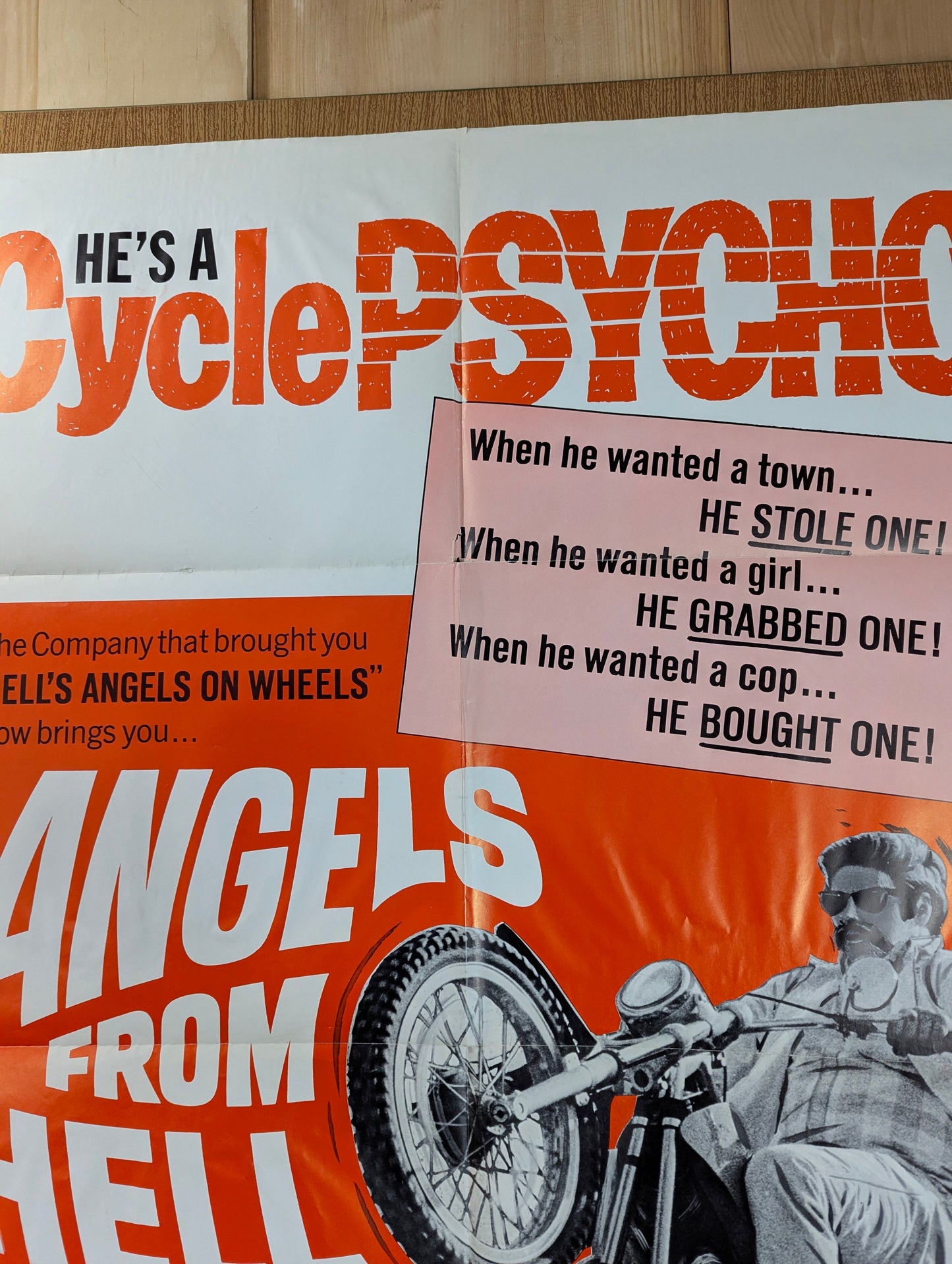 Angels from Hell (1968) Original Folded One Sheet Movie Poster