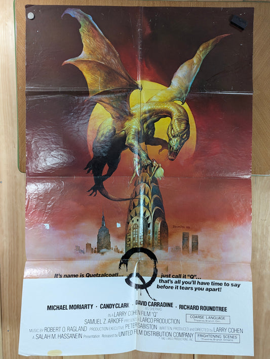 Q, The Winged Serpent (1982) Original Folded One Sheet Movie Poster