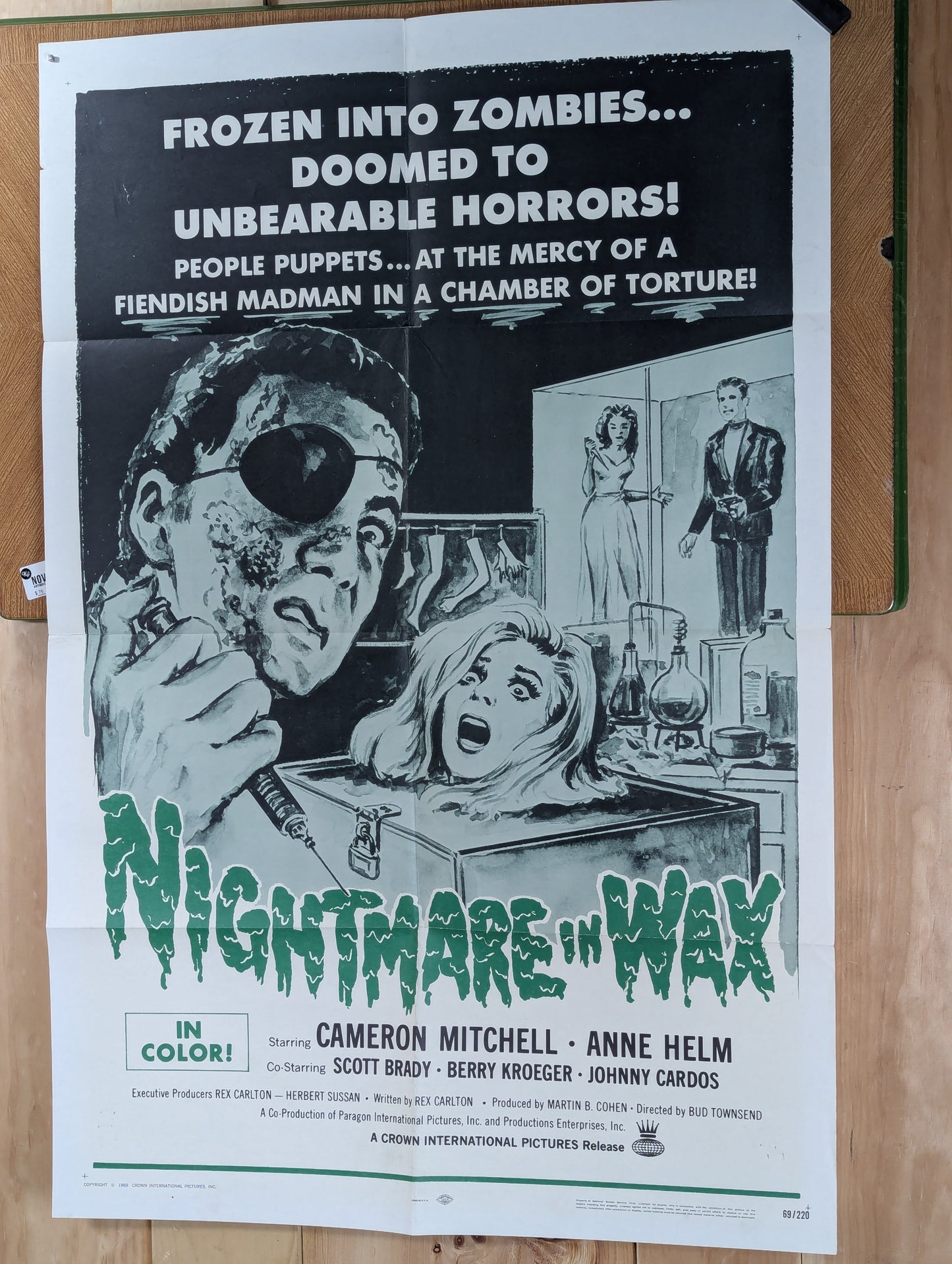 Nightmare in Wax (1969) Original Folded One Sheet Movie Poster