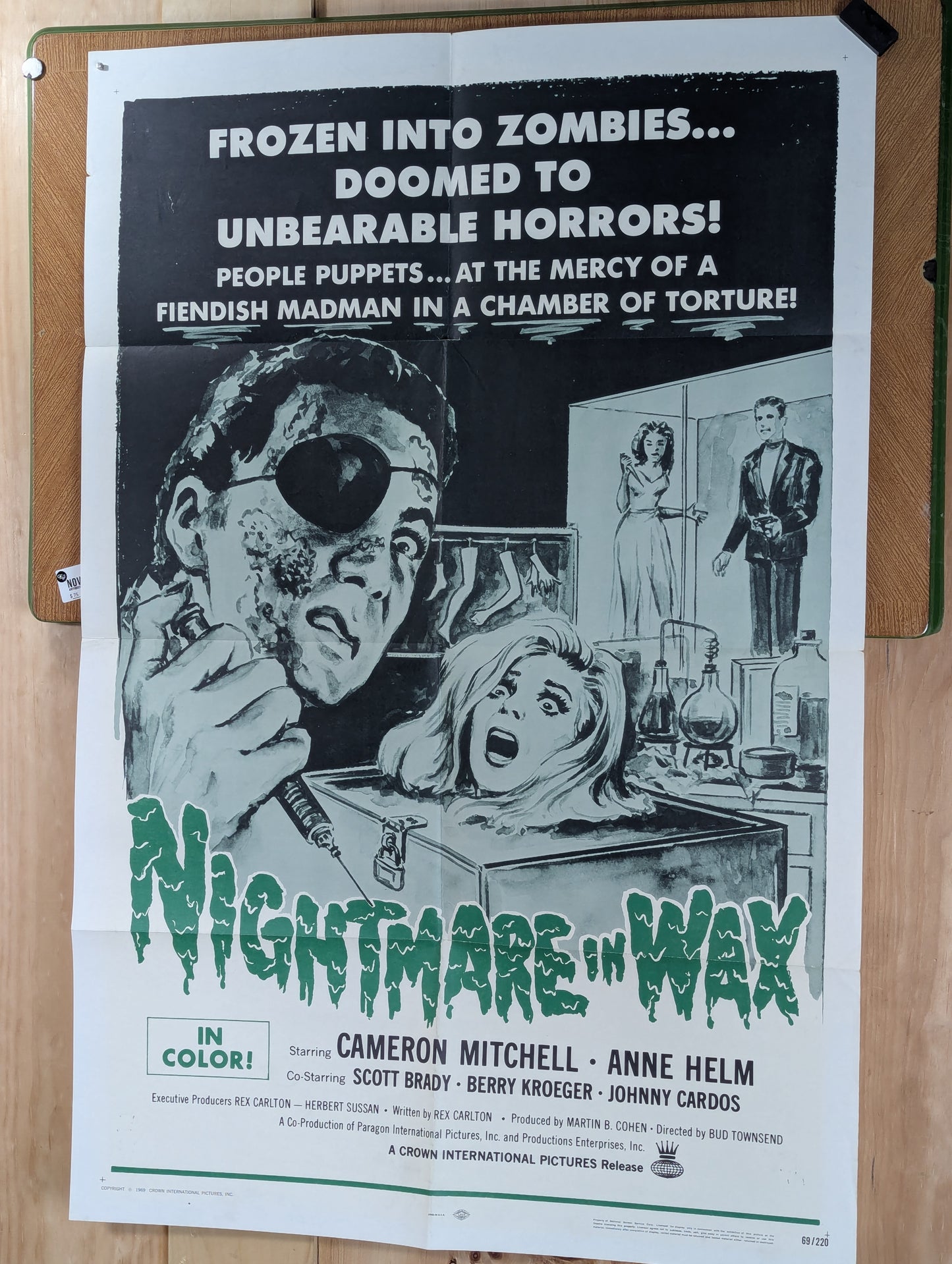 Nightmare in Wax (1969) Original Folded One Sheet Movie Poster