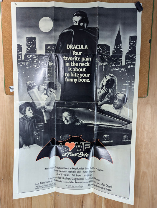 Love at First Bite (1979) Vintage Original Comedy Horror Movie Poster one sheet folded