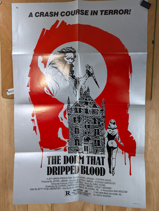 The Dorm That Dripped Blood (1982) Vintage Original Horror Movie Poster one sheet folded