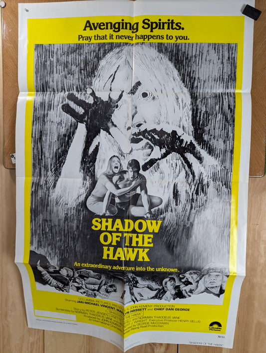 Shadow of the Hawk (1976) Vintage Original Horror Movie Poster one sheet folded