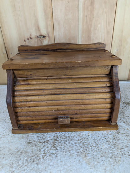 Vintage Roll-up Wood Bread Box