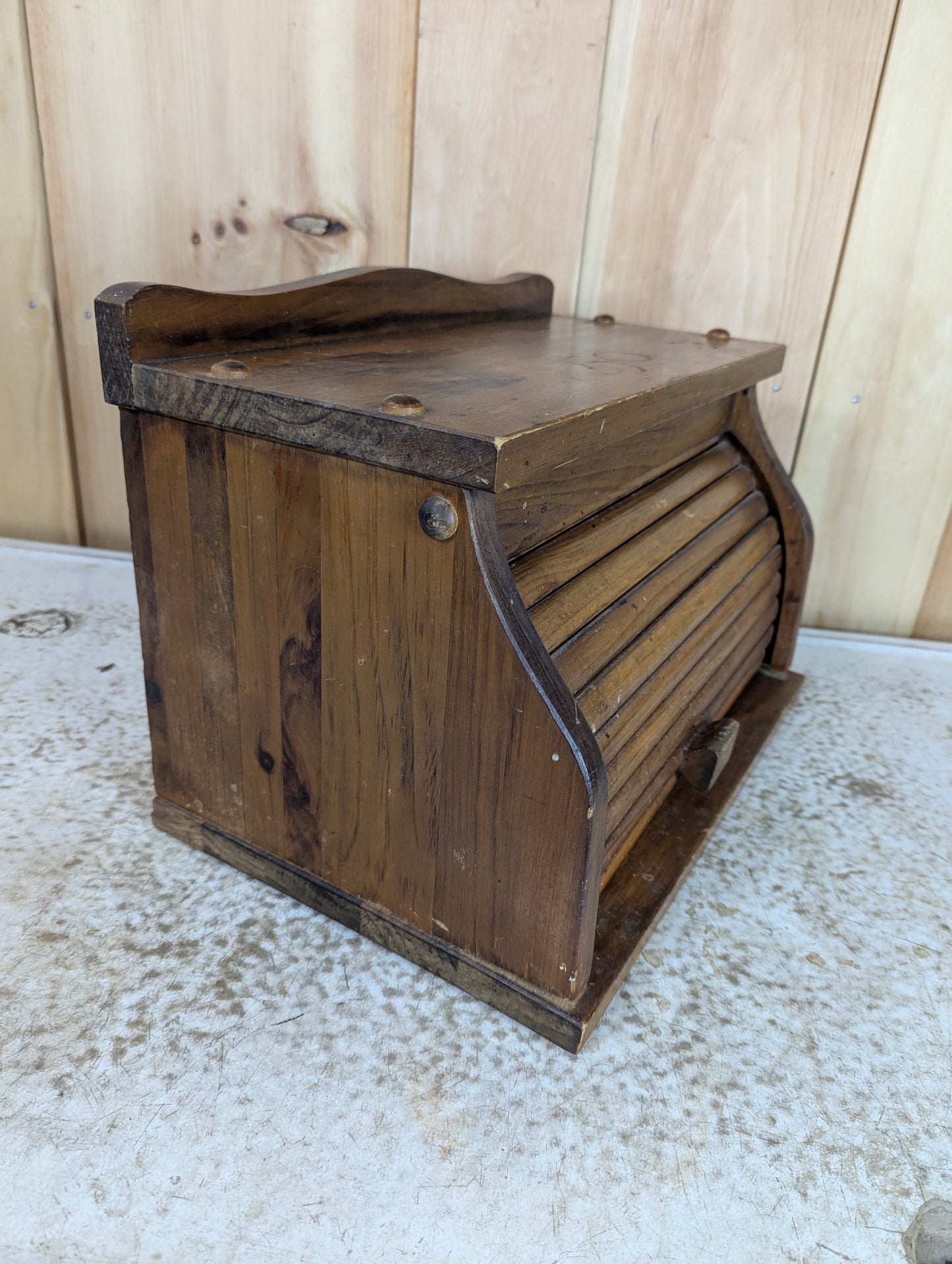 Vintage Roll-up Wood Bread Box