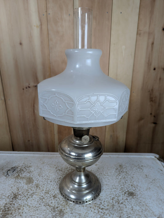 Antique Aladdin Model No. 6 Oil Lamp with Shade and Chimney
