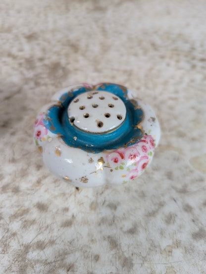 Set of Antique Flower-shaped Porcelain Salt and Pepper Shakers