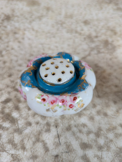 Set of Antique Flower-shaped Porcelain Salt and Pepper Shakers