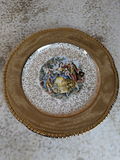 Vintage Warranted 22k gold Homer Laughlin Courting Couple Plate