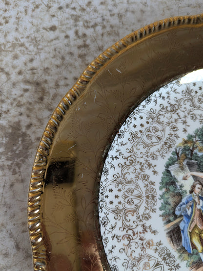 Vintage Warranted 22k gold Homer Laughlin Courting Couple Plate