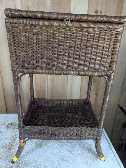 Vintage Wicker Sewing Stand Basket