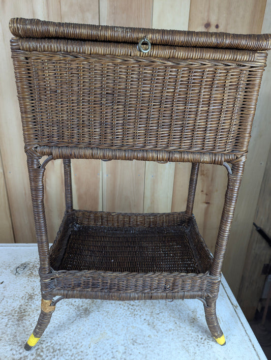 Vintage Wicker Sewing Stand Basket