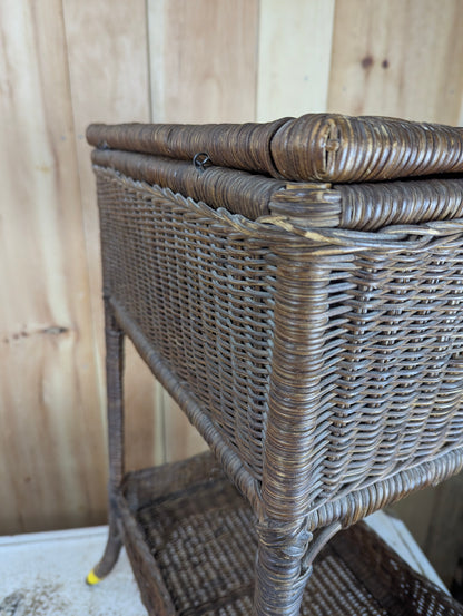 Vintage Wicker Sewing Stand Basket