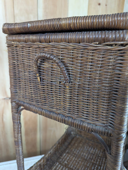 Vintage Wicker Sewing Stand Basket