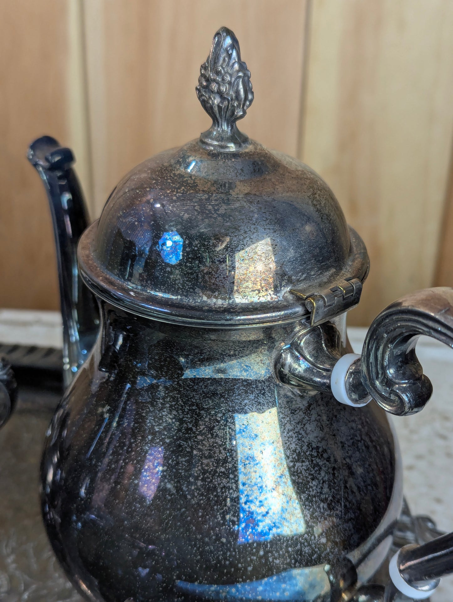 Vintage Leonard Silverplated Tea and Coffee Serving Set with Footed Tray